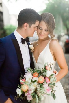 A-Line Long White V Neck Wedding Dresses Bridal Gowns 903108