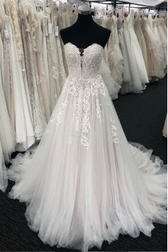 A-Line Sweetheart Lace and Tulle Wedding Dresses Bridal Gowns 903109