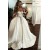 A-Line Off the Shoulder Satin Wedding Dresses Bridal Gowns 903110