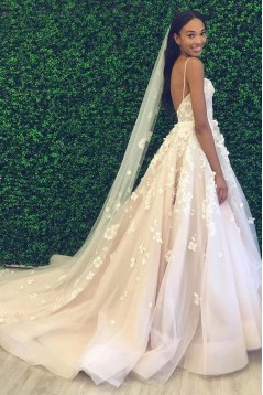 A-Line Lace and Tulle Wedding Dresses Bridal Gowns 903118