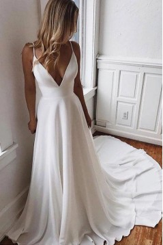 A-Line V Neck Long Wedding Dresses Bridal Gowns 903130