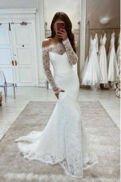 Mermaid Lace Long Sleeves Wedding Dresses Bridal Gowns 903138