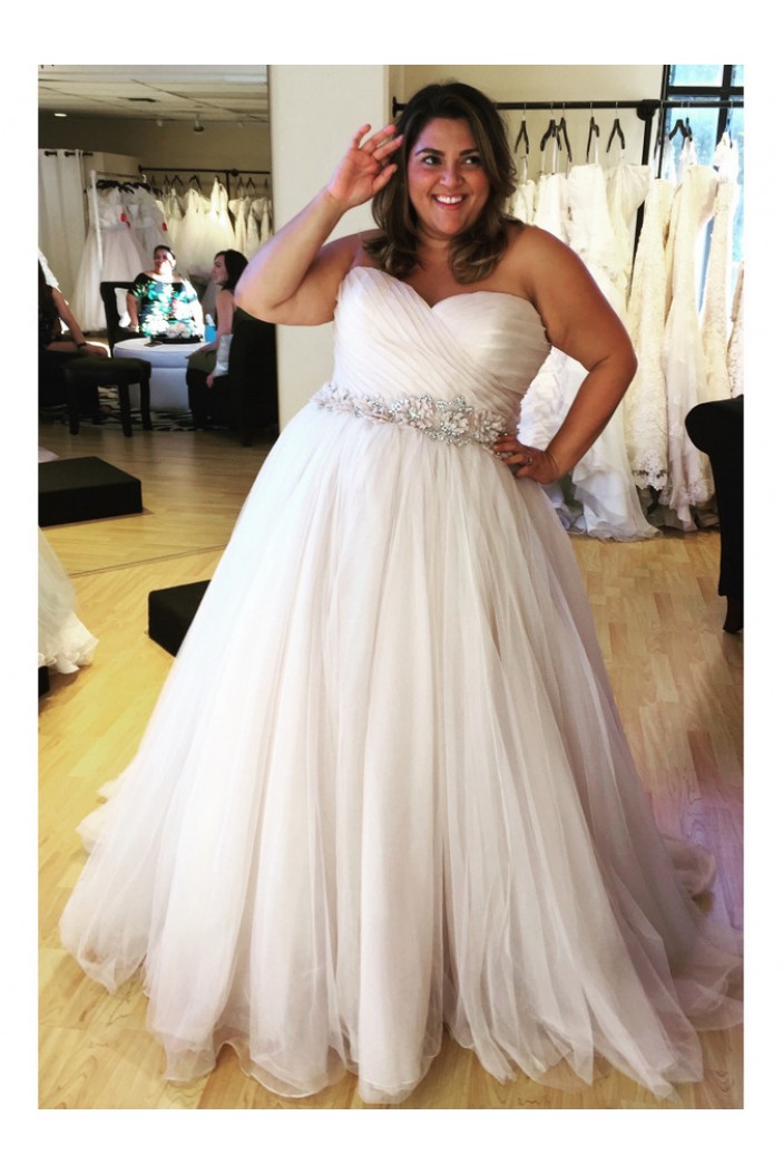 A-Line Sweetheart Beaded Plus Size Wedding Dresses Bridal Gowns 903158