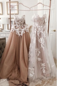 A-Line Sweetheart Lace Long Wedding Dresses Bridal Gowns 903166