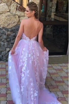 A-Line Lace V Neck Wedding Dresses Bridal Gowns 903200