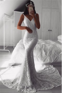 Mermaid Lace Long Wedding Dresses Bridal Gowns 903235