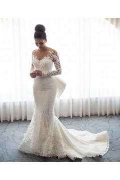 Mermaid Lace Long Sleeves Wedding Dresses Bridal Gowns 903245