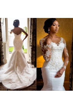 Mermaid Lace Wedding Dresses Bridal Gowns with Long Sleeves 903255
