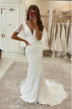 Mermaid V Neck Long Wedding Dresses Bridal Gowns 903266