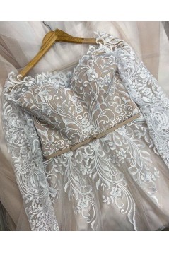 A-Line Long Sleeves Lace and Tulle Wedding Dresses Bridal Gowns 903269