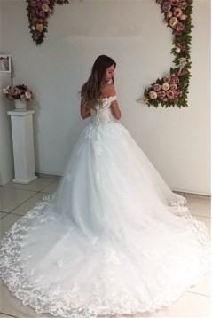 A-Line Lace Off the Shoulder Wedding Dresses Bridal Gowns 903282