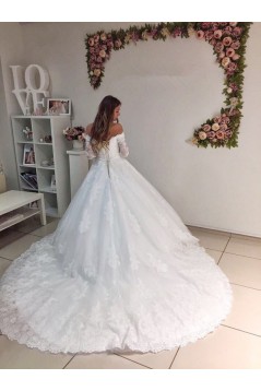 A-Line Lace Off the Shoulder Wedding Dresses Bridal Gowns 903284