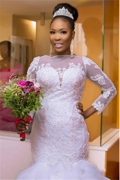 Mermaid Long Sleeves Lace Wedding Dresses Bridal Gowns 903296