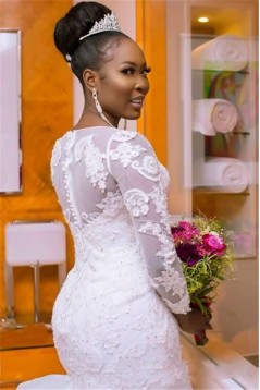 Mermaid Long Sleeves Lace Wedding Dresses Bridal Gowns 903296