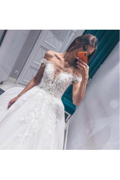 A-Line Lace Off the Shoulder Wedding Dresses Bridal Gowns 903298