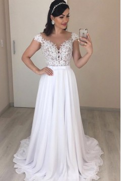 A-Line Lace and Chiffon Wedding Dresses Bridal Gowns 903299