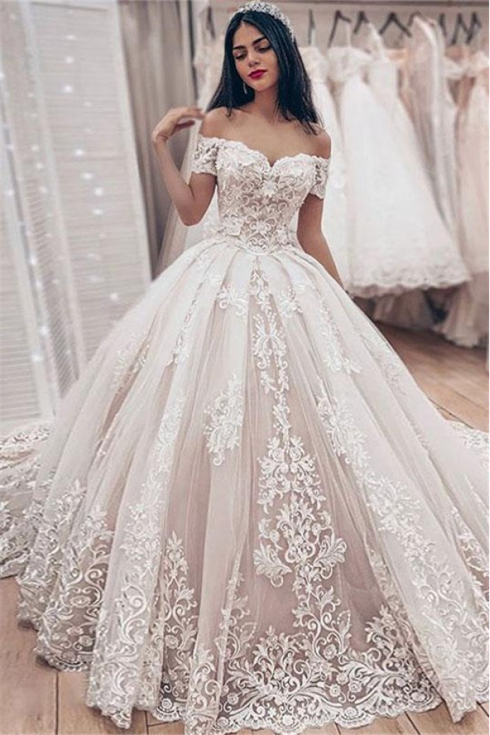 Ball Gowns Lace Long Sleeves Wedding Dresses Bridal Gowns 903316