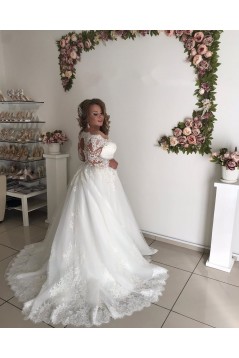 A-Line Lace Long Sleeves Wedding Dresses Bridal Gowns 903328