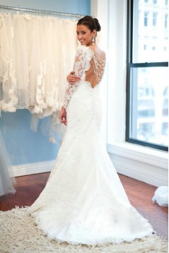 Long Sleeves Lace Wedding Dresses Bridal Gowns 903365