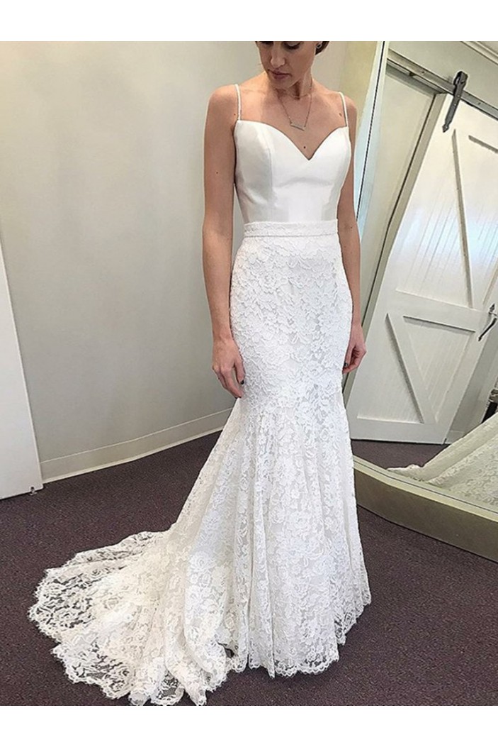 Mermaid Spaghetti Straps Lace Wedding Dresses Bridal Gowns 903366