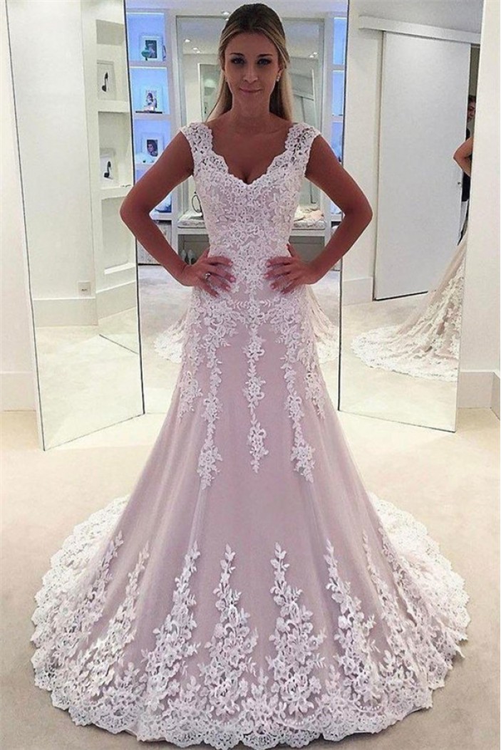 Elegant Lace Long Wedding Dresses Bridal Gowns 903368