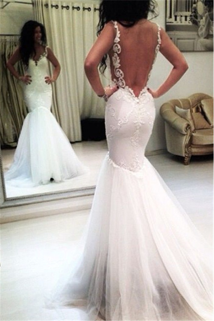 Elegant Mermaid Lace and Tulle Wedding Dresses Bridal Gowns 903390