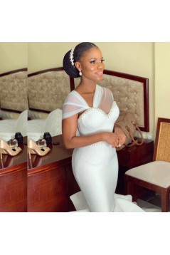 Long Mermaid Beaded Tulle Wedding Dresses Bridal Gowns 903392