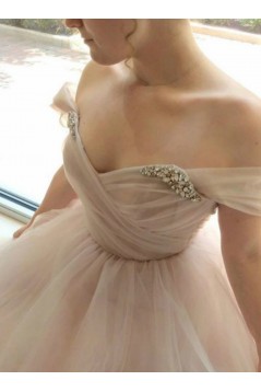 A-Line Beaded Tulle Off the Shoulder Wedding Dresses Bridal Gowns 903396
