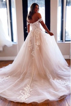 A-Line Lace Off the Shoulder Wedding Dresses Bridal Gowns 903400
