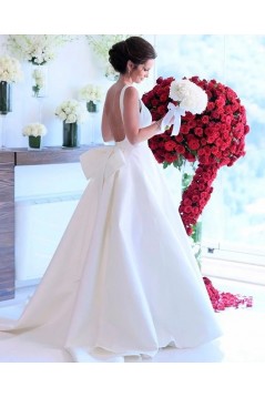 A-Line Long Satin Wedding Dresses Bridal Gowns 903417