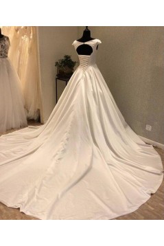 A-Line Long Satin Wedding Dresses Bridal Gowns 903432
