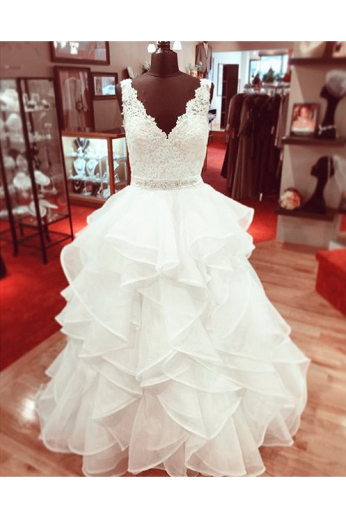 Long Beaded Lace Wedding Dresses Bridal Gowns 903437