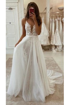 A-Line Lace and Tulle Wedding Dresses Bridal Gowns 903453