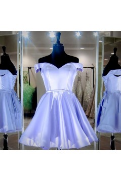 Short Lavender Satin Prom Dress Homecoming Graduation Cocktail Dresses 904028