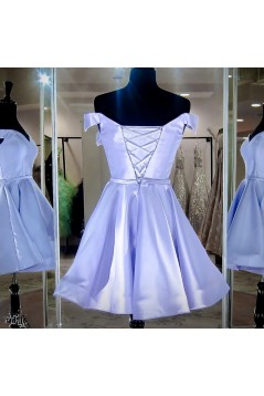 Short Lavender Satin Prom Dress Homecoming Graduation Cocktail Dresses 904028