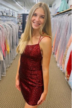 Short Royal Blue Sequins Prom Dresses Homecoming Dresses 904033