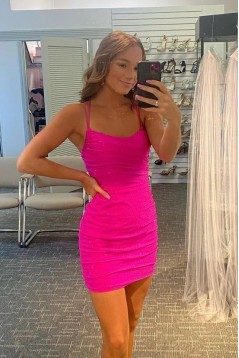 Short/Mini Spaghetti Straps Tight Prom Dresses Homecoming Dresses 904045