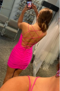 Short/Mini Spaghetti Straps Tight Prom Dresses Homecoming Dresses 904045