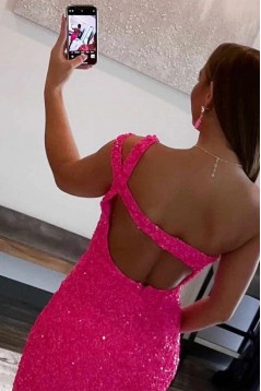 Short/Mini One Shoulder Tight Sequins Prom Dresses Homecoming Dresses 904053