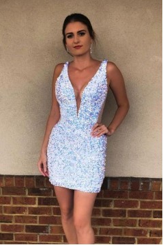 Short/Mini Sequins V Neck Prom Dresses Homecoming Dresses 904054
