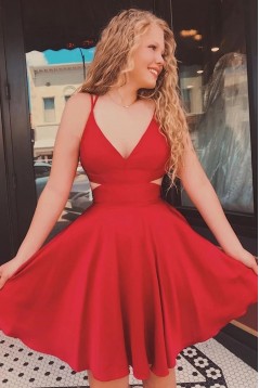 Short/Mini Red V Neck Prom Dresses Homecoming Dresses 904059