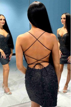 Short/Mini Spaghetti Straps Lace Prom Dresses Homecoming Dresses 904070