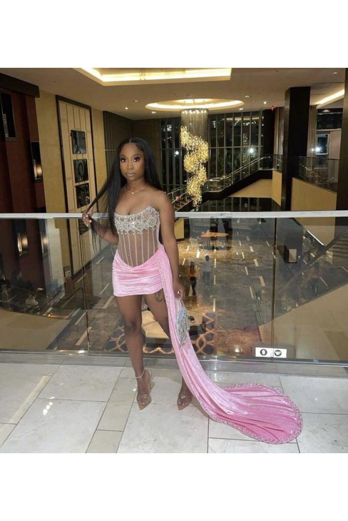 Short/Mini Beaded Pink Black Girl Tight Prom Dresses Homecoming Dresses 904091