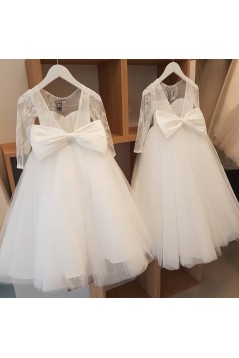 Lace and Tulle Long Sleeves Flower Girl Dresses 905015