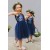 Navy Blue Sequin and Tulle Knee Length Flower Girl Dresses 905021