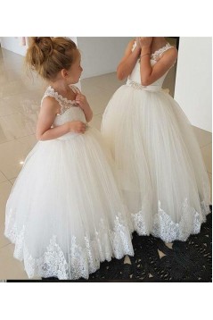 Lace and Tulle Floor Length Flower Girl Dresses 905022
