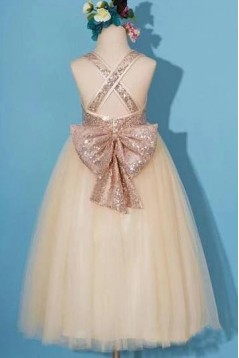 Sequins and Tulle Floor Length Flower Girl Dresses 905023