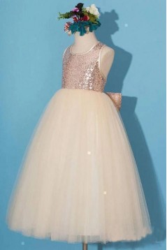 Sequins and Tulle Floor Length Flower Girl Dresses 905023