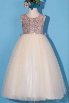 Sequins and Tulle Floor Length Flower Girl Dresses 905023