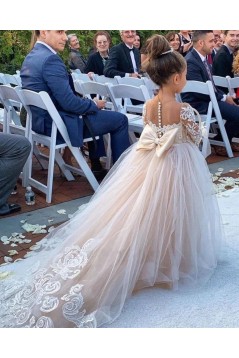 Cute Lace and Tulle Flower Girl Dresses with Sleeves 905027